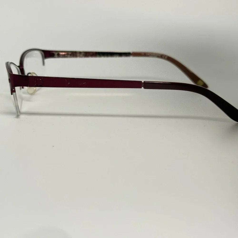 Liz Claiborne L377 0Y76 Burgundy Stainless Steel Semi Rimless Eyeglass 51-16-130